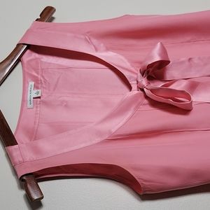 100% Silk Sleeveless Top In Pink Salmon Size Small